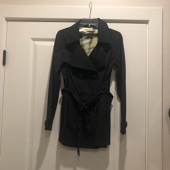 VERTIGO BLACK TRENCH COAT NWOT Size -XS. Great Coat - Picture 7 of 13